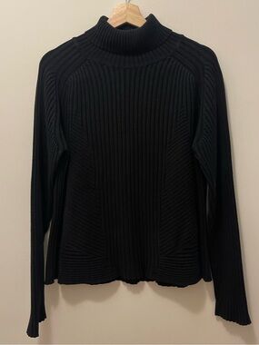 Parkhurst Black Patterned Ribbed Turtleneck Sweater